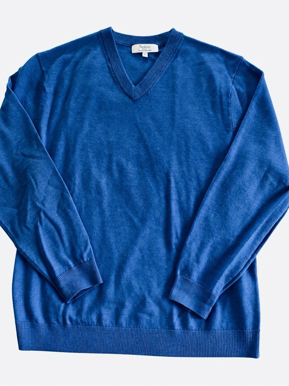 Turnbury Men’s Merino Wool V-Neck Sweater blue size L